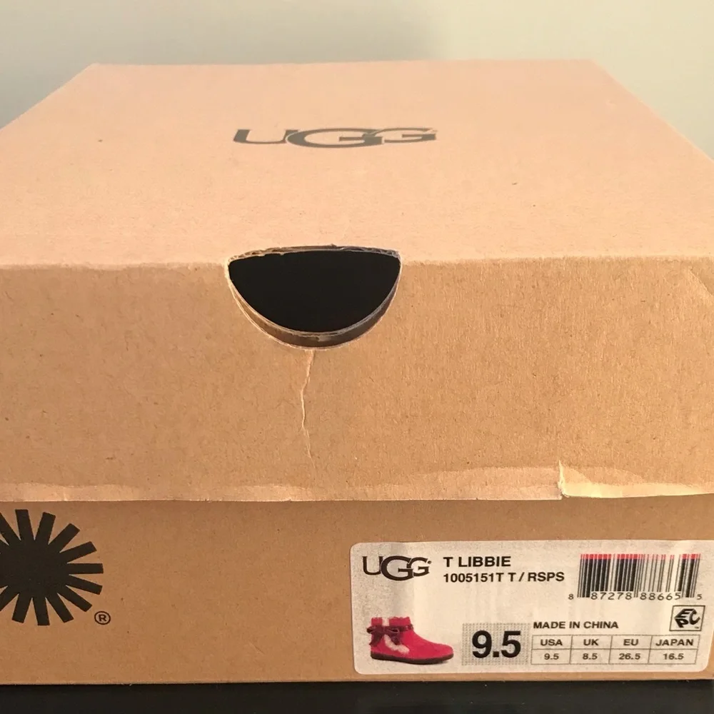 UGG Australia Libbie 1005151T Raspberry Suede, Bow Ankle Boots, Toddler Size 9.5